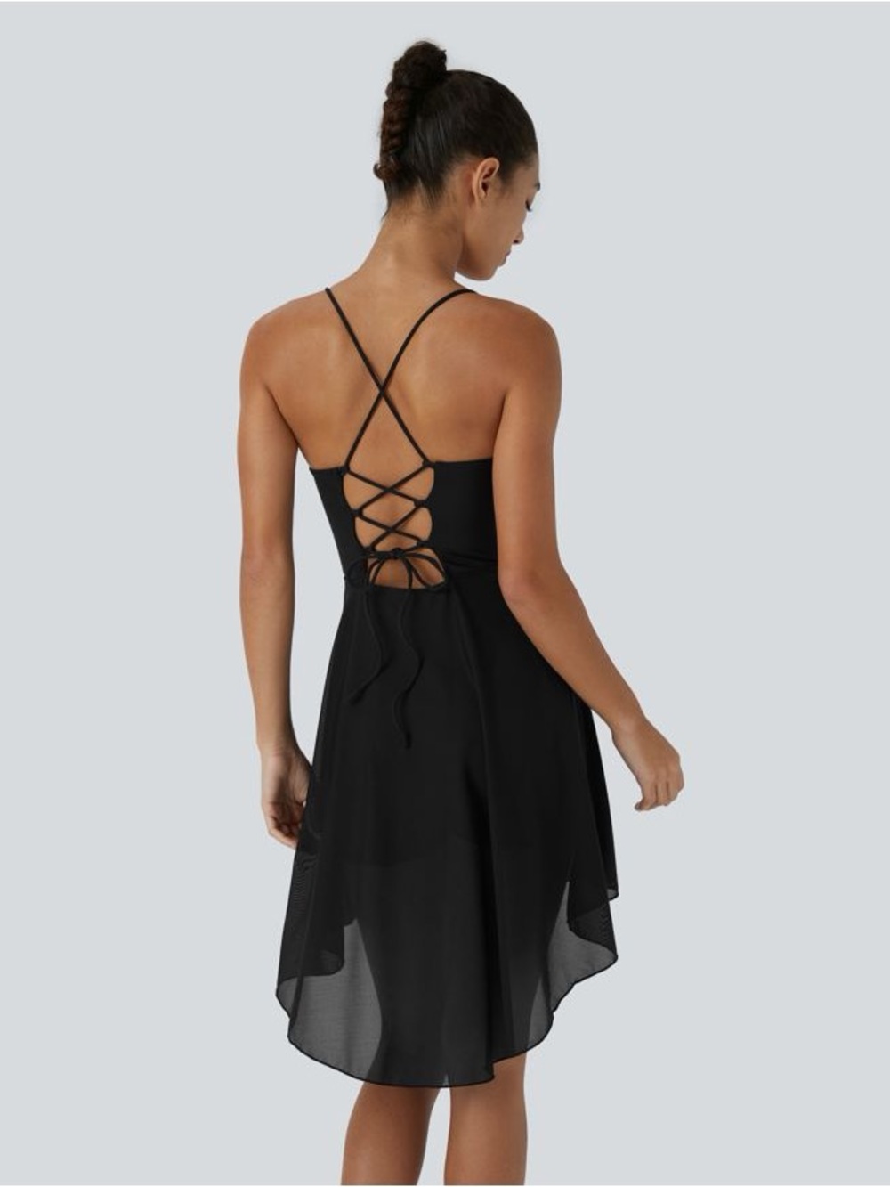 HALARA Lace Up 2-in-1 Pocket High Low Dress